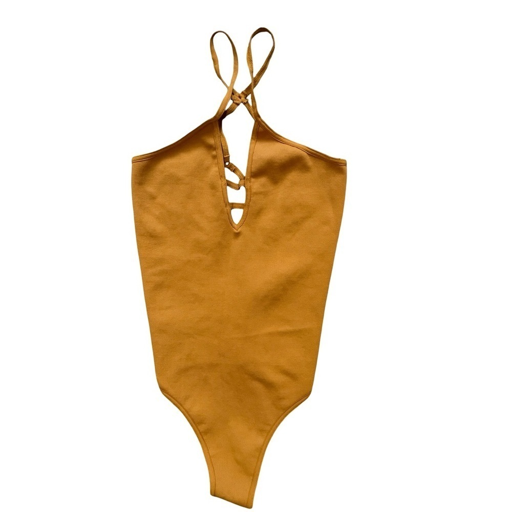 FP Movement by Free People Mustard Bodysuit Size XS Boho Festival Activewear